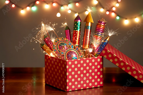 Celebrate Diwali with festive firecrackers and glowing lights for a joyful celebration