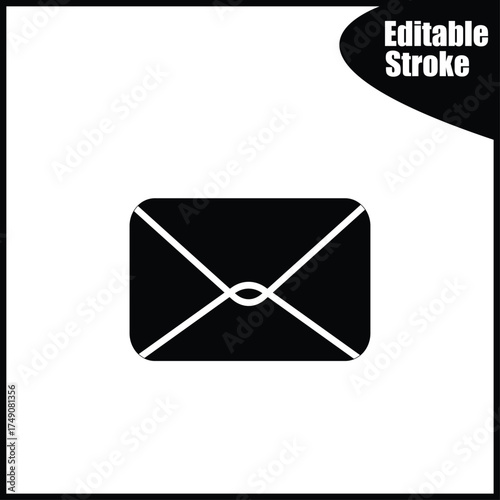 Clean, editable stroke email or message envelope icon in a solid black style. Perfect for professional web and app interfaces, contact pages, and marketing materials.