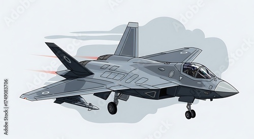 F-35 Lightning II Fighter Jet Illustration in Flight.
