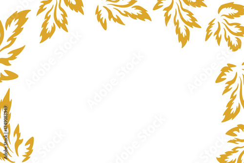 Hand drawn plants, dividers, wreaths, border frames. Circle floral frame with leaves on white background. Vector hand drawn illustration for wallpaper, posters, card. Copy space. Doodle style.