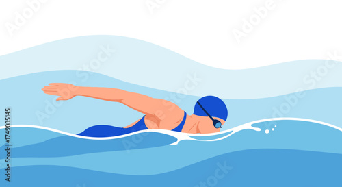 Illustration of a swimmer in the water, perfect for sport themed creative designs