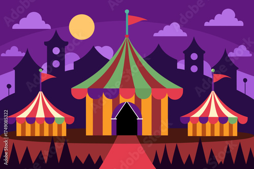 Cartoon haunted carnival grounds vector illustration