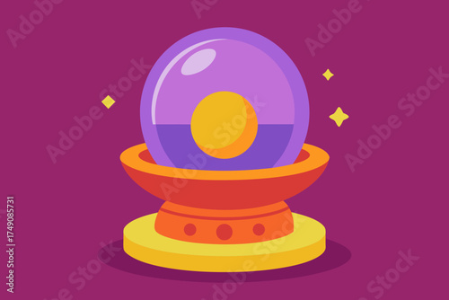 Cartoon magical orb shrine vector illustration
