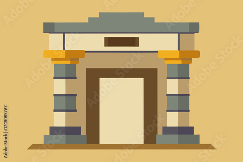 Cartoon ancient stone gate vector illustration