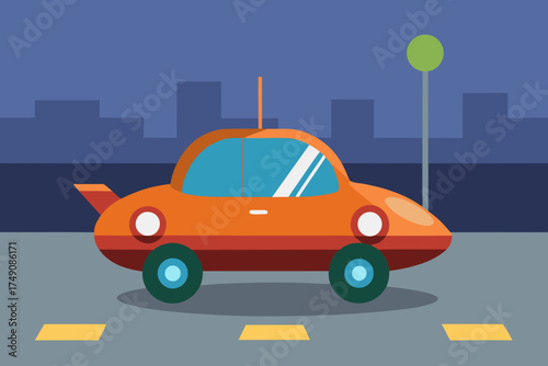 Cartoon hover car parking bay vector illustration