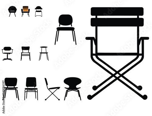 Silhouette Vector of Different Chairs, Chair Silhouette Collection