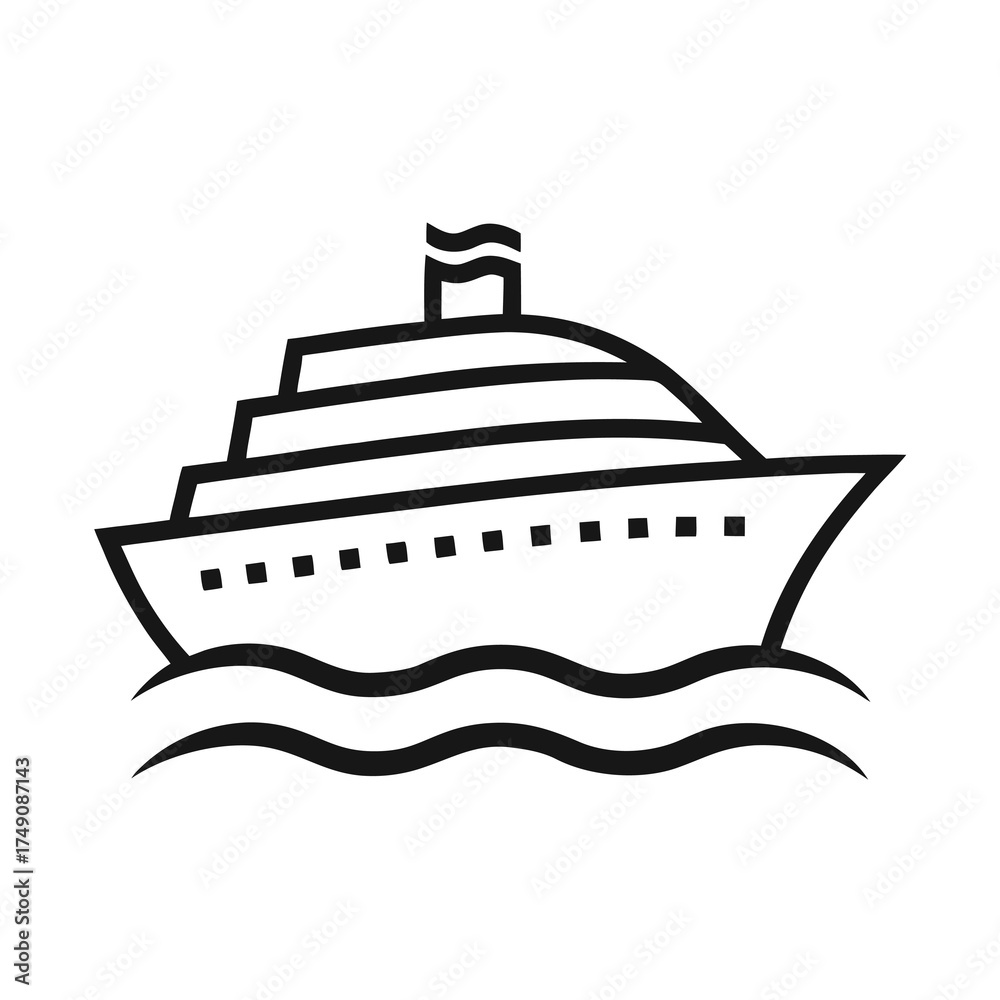 Obraz premium Cruise Ship Vector – Travel and Tourism Transportation Icon