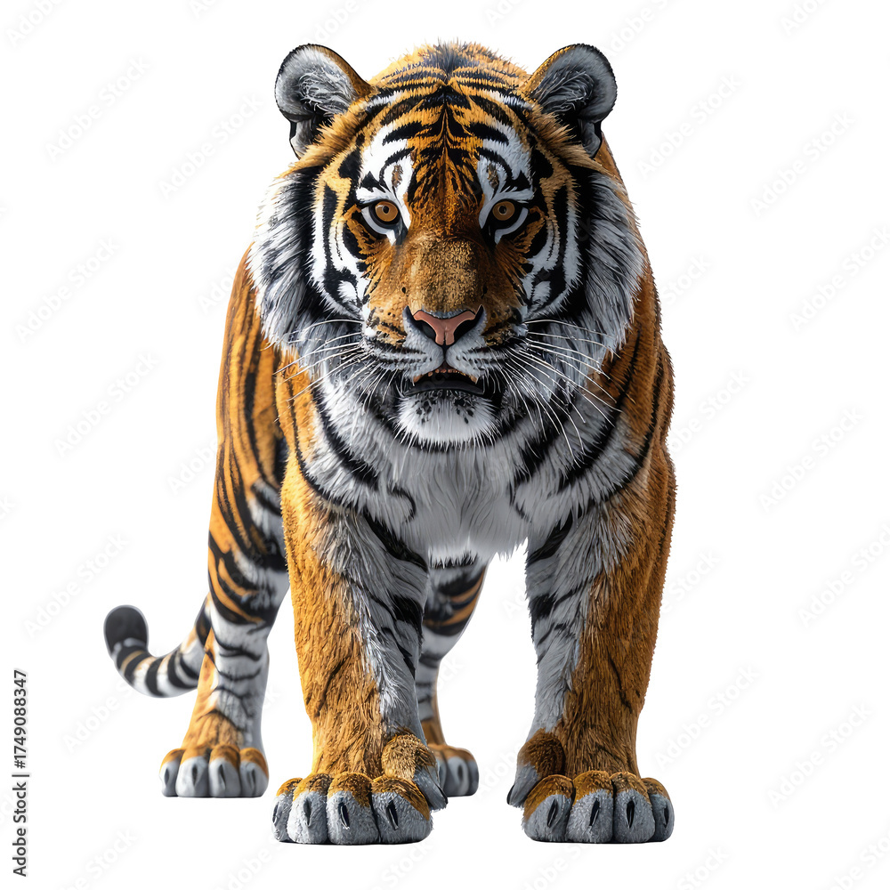 Obraz premium Majestic Bengal Tiger Striking pose, vibrant fur, alert expression