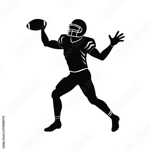 American football player throwing a football silhouette
