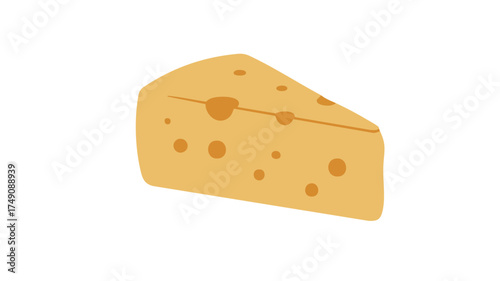 A simple vector illustration of a wedge of yellow Swiss cheese with holes, isolated on a white background.