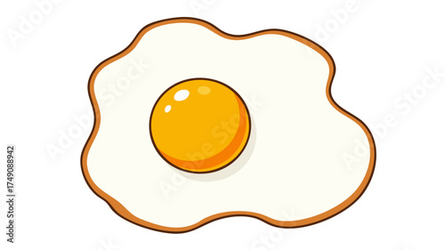 A cartoon illustration of a single fried egg with a bright yellow yolk and white albumen.