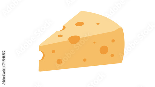 A simple cartoon illustration of a yellow cheese wedge with holes and a bite taken out, on a white background.