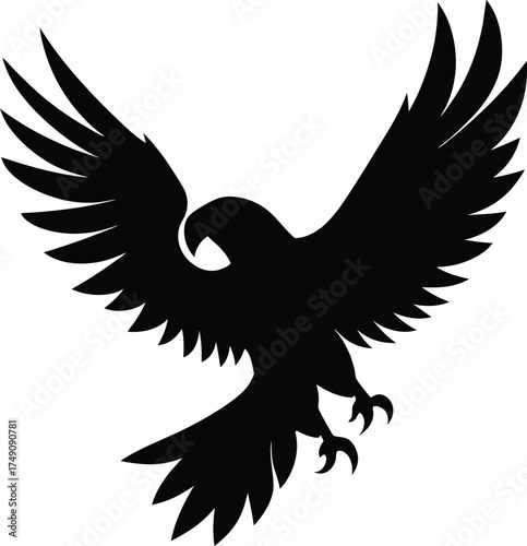 silhouette of a parrot flapping wings in exciteme