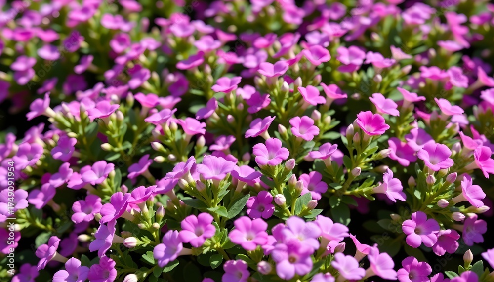Fototapeta premium Closeup Vibrant Purple Flower Cluster with Green Stems