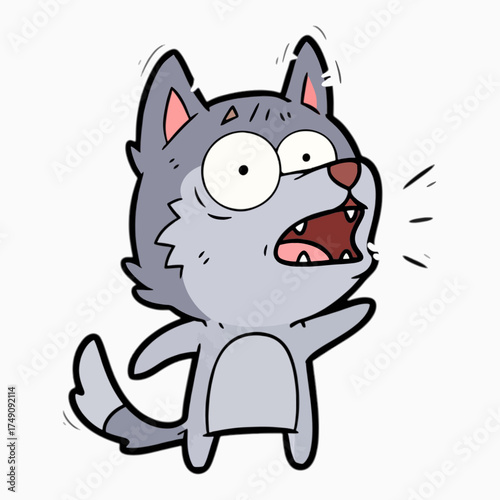 Cartoon husky, kid book illustration, isolated on white background.