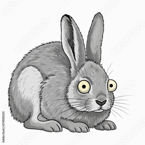 Cartoon arctic hare, kid book illustration, isolated on white background.