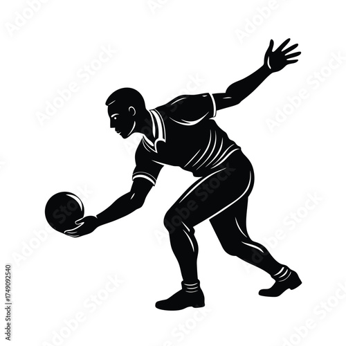 Silhouette of a man bowling a ball bowler sport
