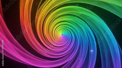 Vibrant Rainbow Swirl Abstract Background Animation.
