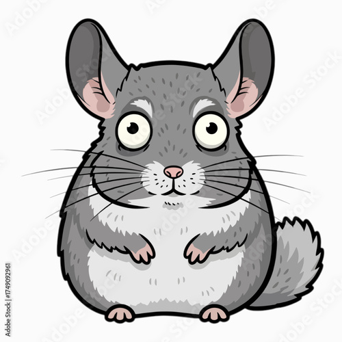 Cartoon chinchilla, kid book illustration, isolated on white background.