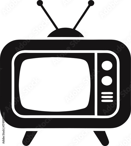 Retro TV silhouette black icon
