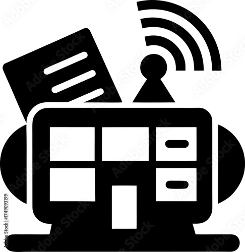 News broadcast icon silhouette black icon