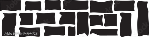A set of  vector  Hand drawn Black rectangles and squares on white background.