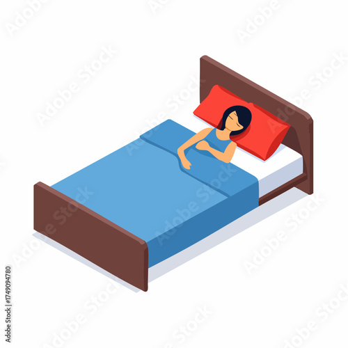 woman sleeping on bed with blanket and pillow
