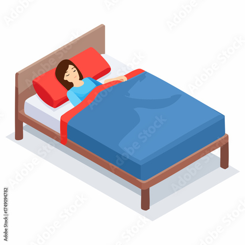 woman sleeping on bed with blanket and pillow