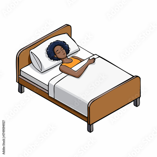 woman sleeping on bed with blanket and pillow