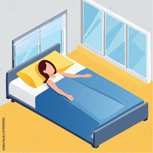 woman sleeping on bed with blanket and pillow