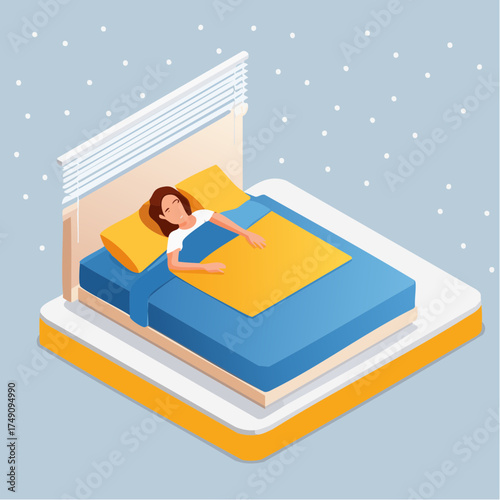 woman sleeping on bed with blanket and pillow