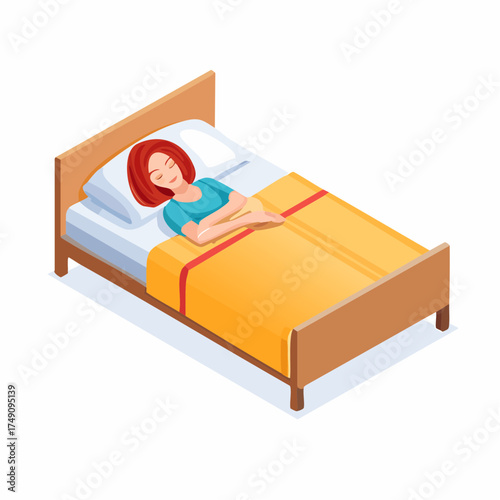 woman sleeping on bed with blanket and pillow