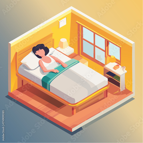 woman sleeping on bed with blanket and pillow