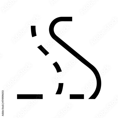 Black and white icon of a road for design use