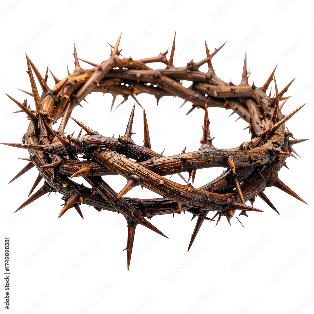 Obraz premium Detailed, realistic depiction of a crown woven with thorny branches