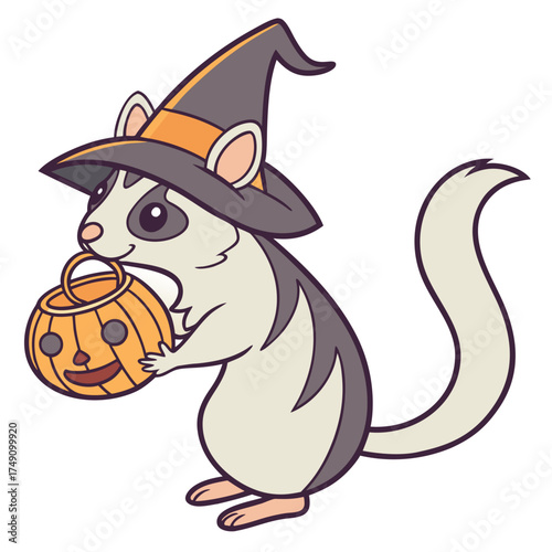 Cute Content Sugar Glider in a Halloween world – Spooky Fun palette vector