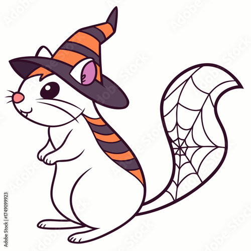 An adorable Japanese Dwarf Flying Squirrel with a Relaxed vibe and a Spooky Fun Halloween theme – SVG style