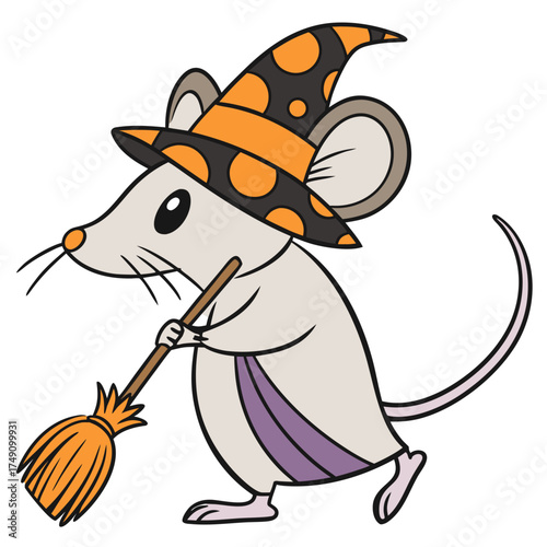 Bashful Elephant Shrew (Sengi), set in a charming Halloween theme – Spooky Fun color vector art
