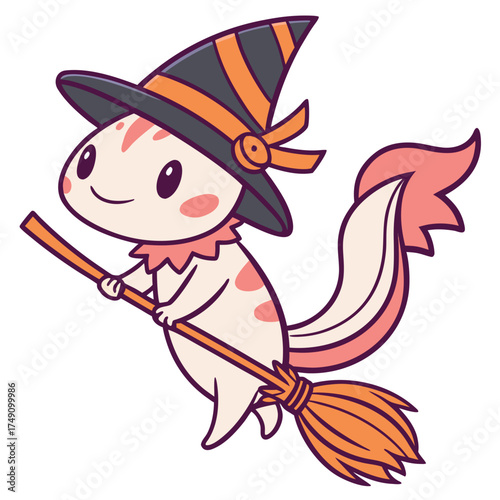 Charming SVG of a Bashful Axolotl, styled in a Halloween theme with Spooky Fun hues