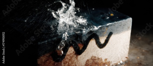 Modern Premium Water Splash Abstract Concept with Lightning and Wave Icons for Climate Readiness and Resilience Planning in Professional Marketing Content