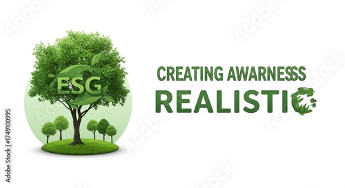 Green Sustainability Awareness Concept with Eco Friendly Environmental Message