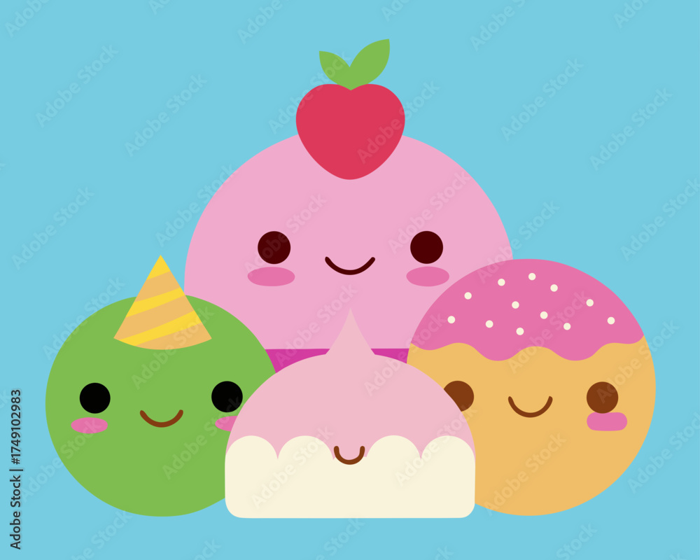 Fototapeta premium cute kawaii dessert sweets collage