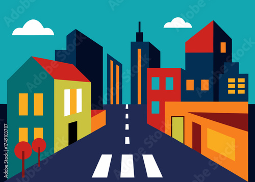 urban city street paper cut collage