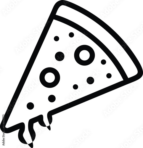 Outlined triangular pizza slice icon as concept of food order fast food delivery menu application restaurant category and tasty snack ecommerce item