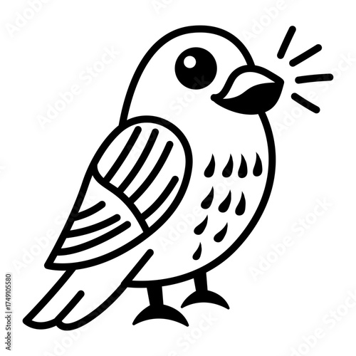  Hand drawn style icon depicting sparrow
