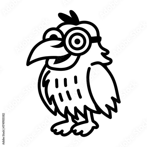 A doodle style icon showing crow