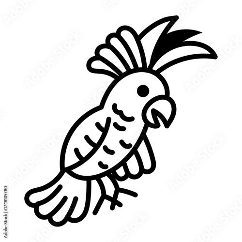 A doodle style icon showing cockatoo laughing