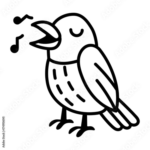 A doodle style icon showing songbird