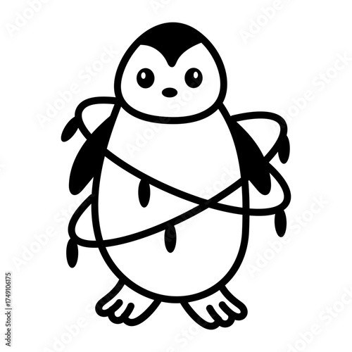 Hand drawn style icon depicting antarctica penguin
