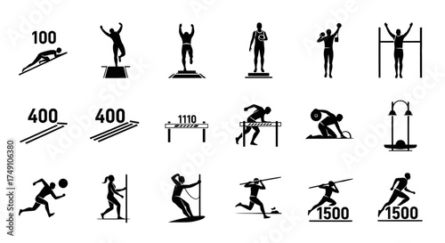 Silhouettes of Athletes in Various Sports Activities.